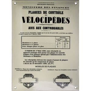 Plaque émaillée : CONTRÔLE DES VÉLOCIPÈDES.