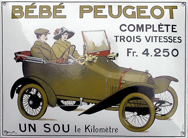 Plaque émaillée : BÉBÉ PEUGEOT. – Image 2