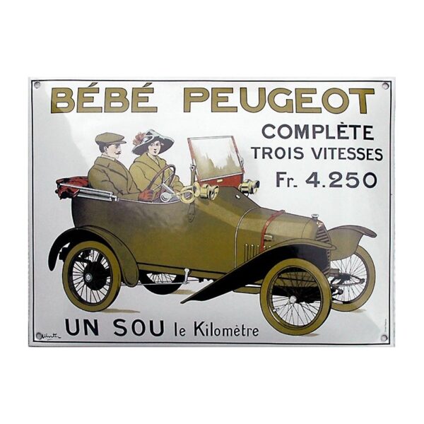 Plaque émaillée : BÉBÉ PEUGEOT.