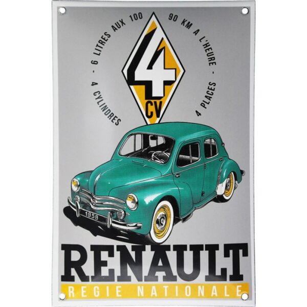 plaque émaillée : RENAULT 4 CV