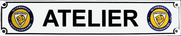 Plaque émaillée : PEUGEOT ATELIER – Image 2