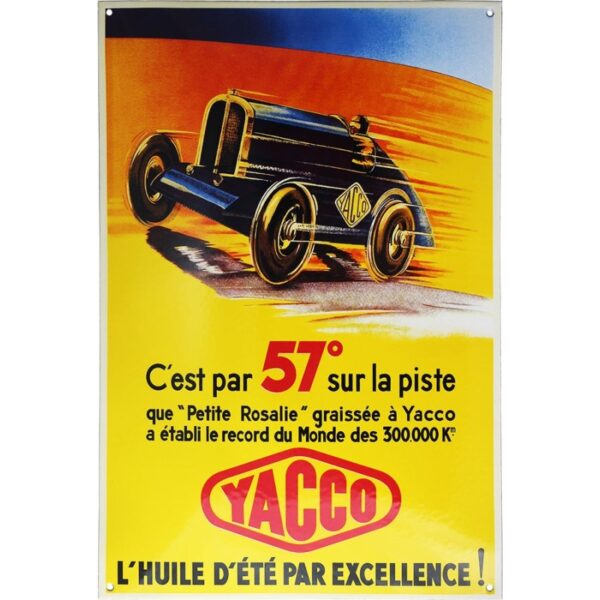 Plaque émaillée : HUILE ÉTÉ YACCO.
