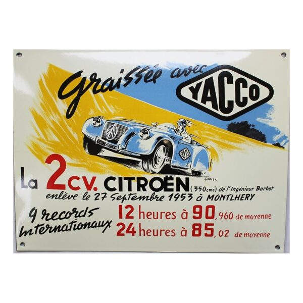Plaque émaillée : HUILE YACCO 2CV CITROËN