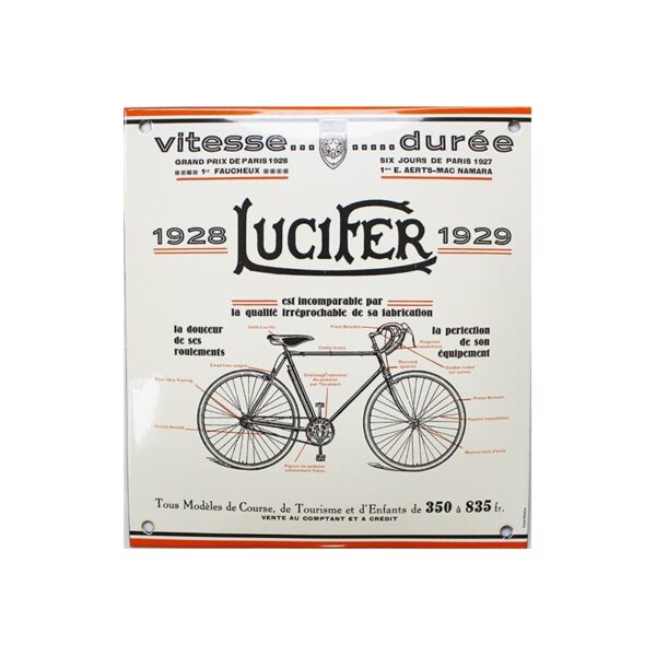 Plaque émaillée : VÉLO LUCIFER
