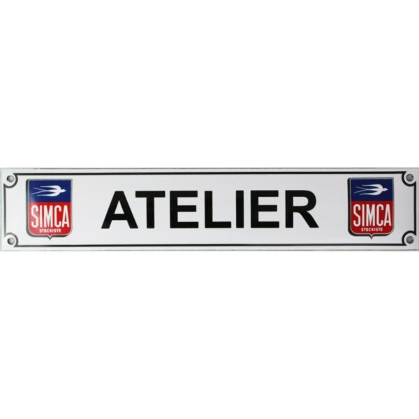 Plaque émaillée : SIMCA ATELIER.