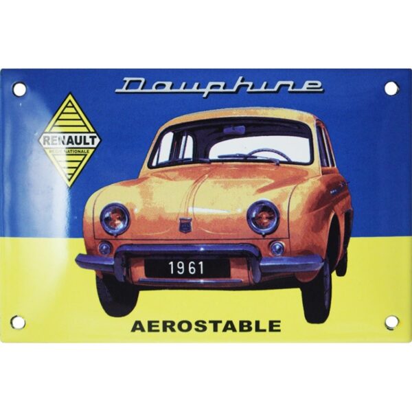 Plaque émaillée bombée : Renault Dauphine