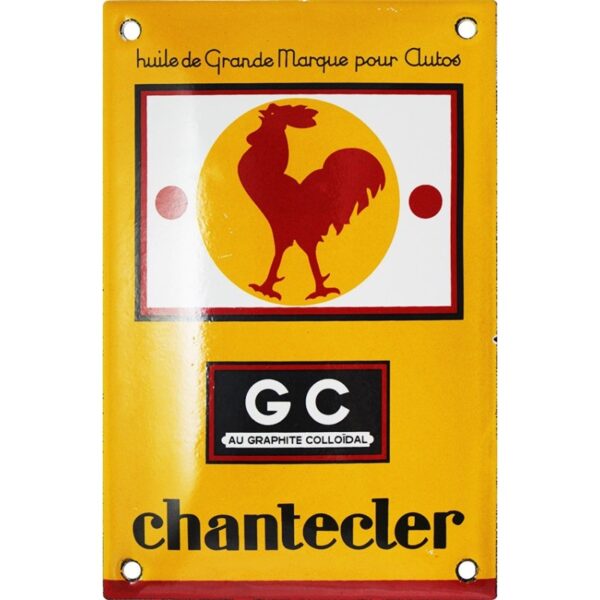 Plaque émaillée : HUILE CHANTECLER