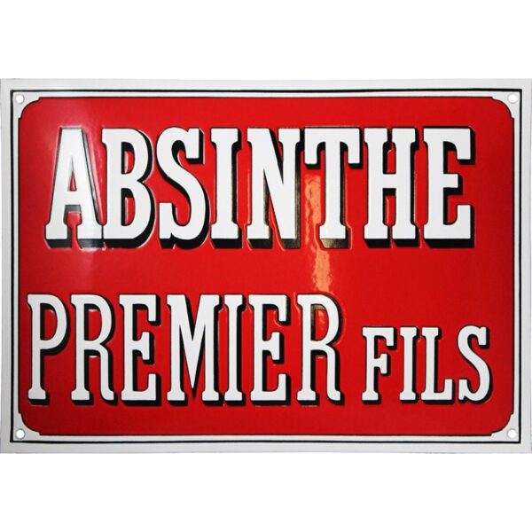 Plaque émaillée faite au pochoir : ABSINTHE PREMIER FILS.