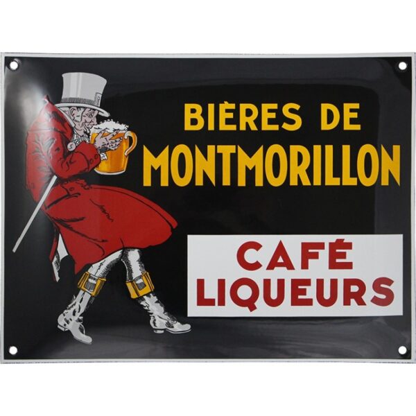 Plaque émaillée : BIÈRE DE MONTMORILLON