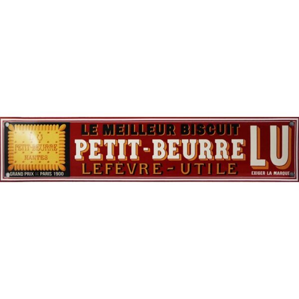 Plaque émaillée : PETIT BEURRE LU LE MEILLEUR BISCUIT