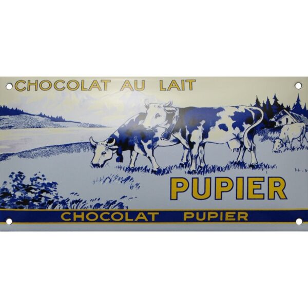 Plaque émaillée : CHOCOLAT PUPIER