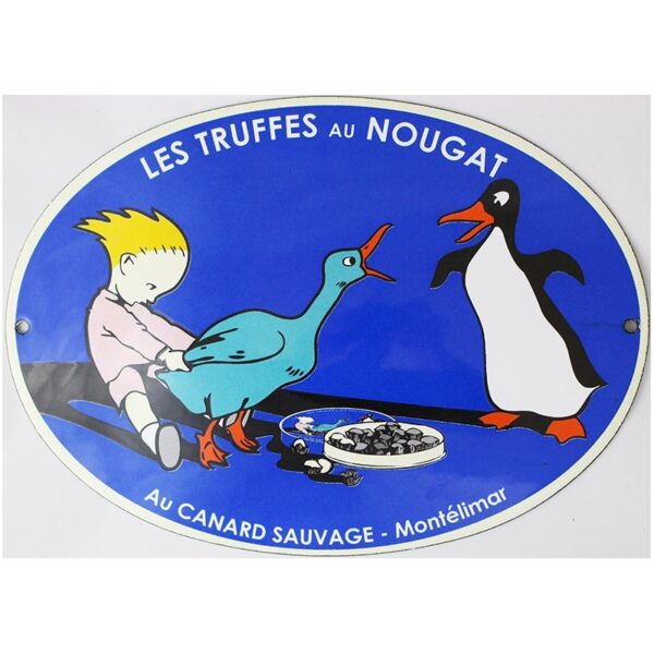Plaque émaillée : LES TRUFFES AU NOUGAT.