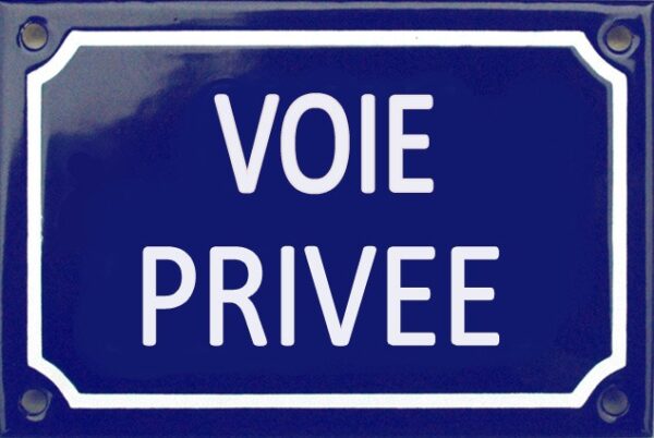 Plaque de rue émaillée 10x18 cm faite au pochoir : VOIE PRIVÉE – Image 2