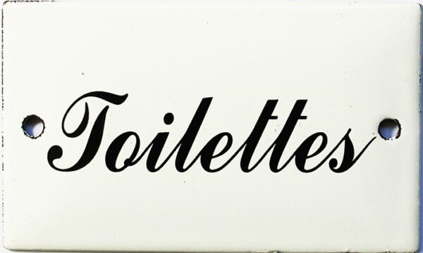 Plaque rue émaillée bombée de 6x10 cm : TOILETTES – Image 2