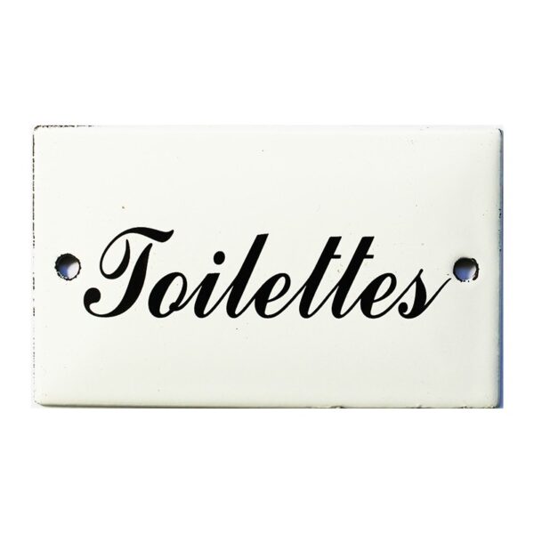 Plaque rue émaillée bombée de 6x10 cm : TOILETTES