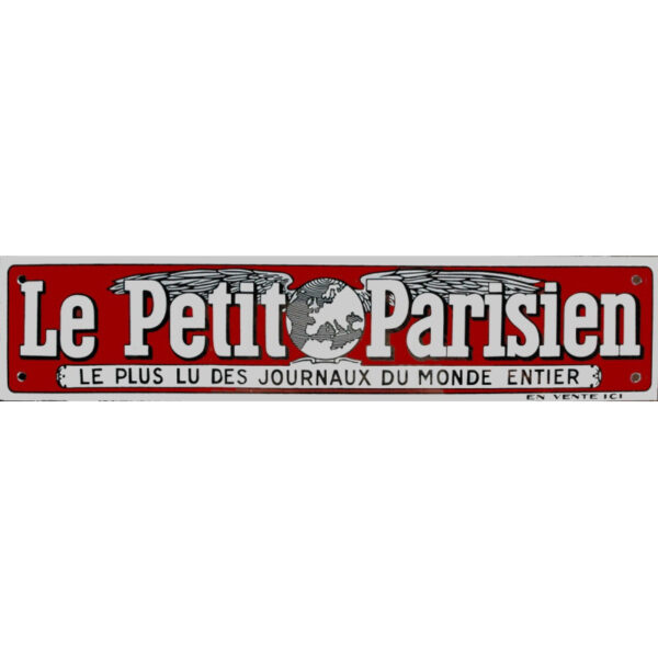 Plaque de rue émaillée : LE PETIT PARISIEN