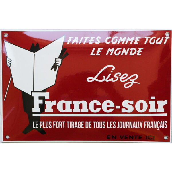 Plaque émaillée : FRANCE SOIR