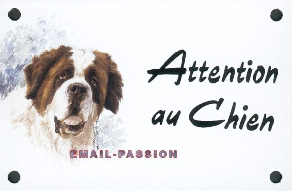 Plaque émail 10x15cm Attention au Chien : SAINT BERNARD – Image 2