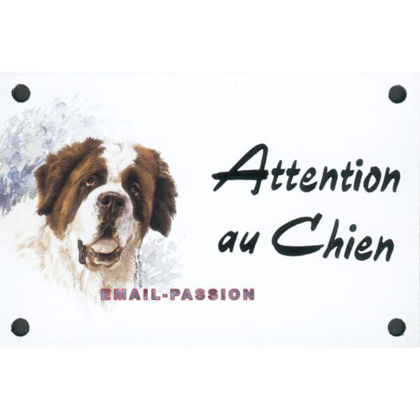 Plaque émail 10x15cm Attention au Chien : SAINT BERNARD