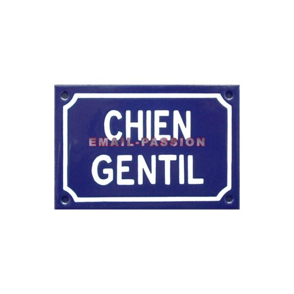 Plaque humoristique émaillée 10x15cm CHIEN GENTIL
