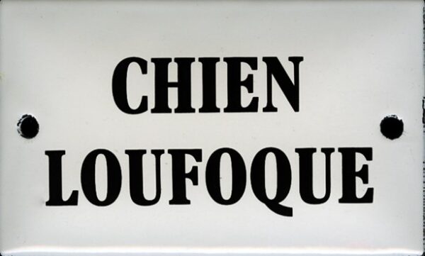 Plaque humoristique émaillée bombée 6x10cm : CHIEN LOUFOQUE – Image 2