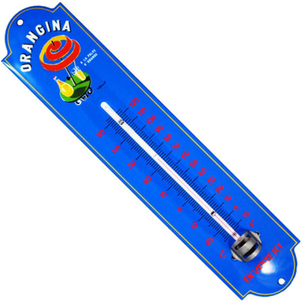 Thermomètre émaillé bombé hauteur 30cm : ORANGINA