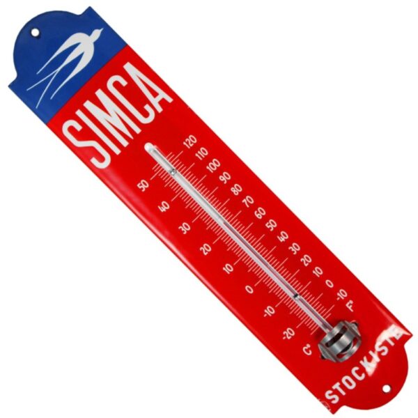 Thermomètre émaillé bombé hauteur 30cm : SIMCA