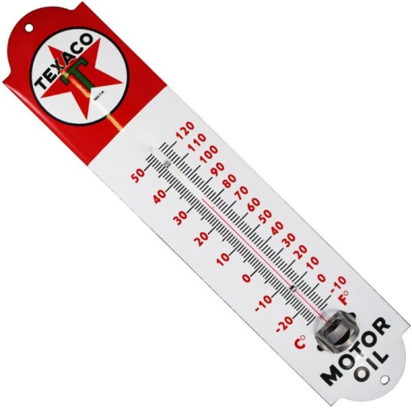 Thermomètre émaillé bombé hauteur 30cm : TEXACO