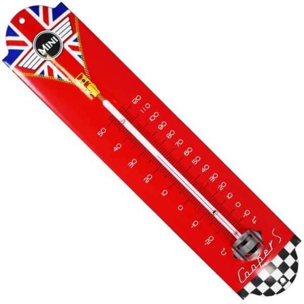 Thermomètre émaillé bombé hauteur 30cm : MINI COOPER S