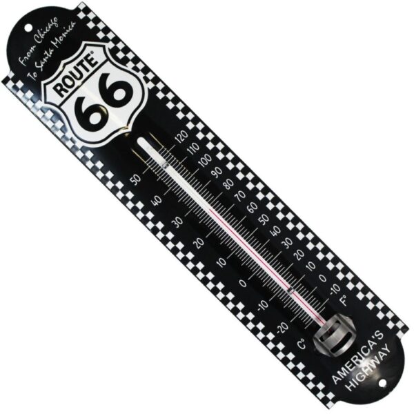 Thermomètre émaillé bombé hauteur 30cm : ROUTE US 66