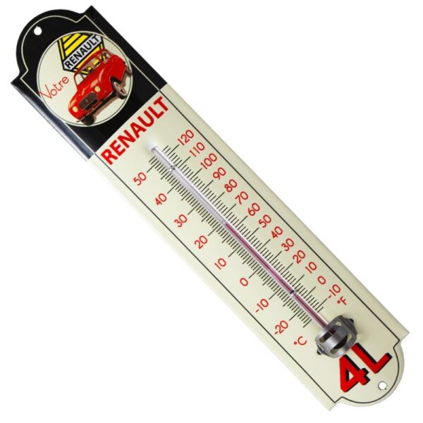 Thermomètre émaillé bombé hauteur 30cm : RENAULT 4L