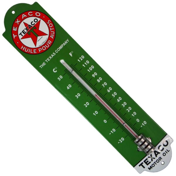 Thermomètre émaillé bombé hauteur 42 cm : TEXACO – Image 2