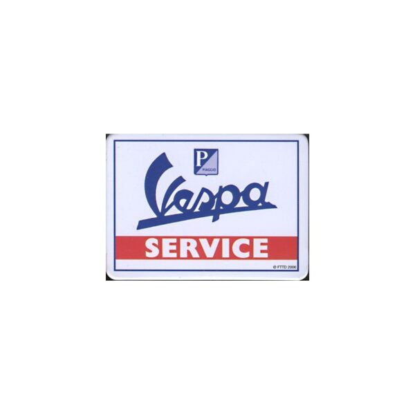 Magnet tôle, plat dimension 6x8cm Vespa Service.