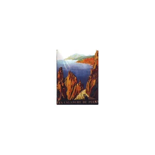 Décoration cuisine : Magnet émaillé bombé 6x8cm Calanque de Piana