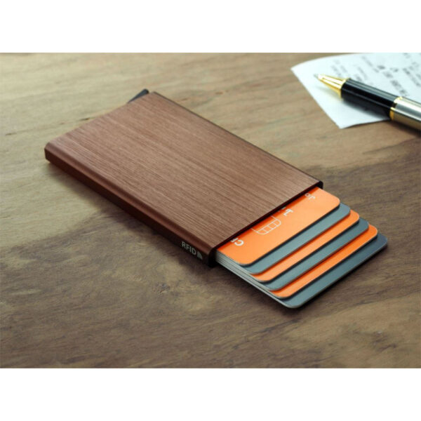 Porte cartes Barrière RFID Aluminium brossé bronze – Image 2