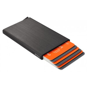 Porte cartes Barrière RFID Aluminium brossé gris foncé