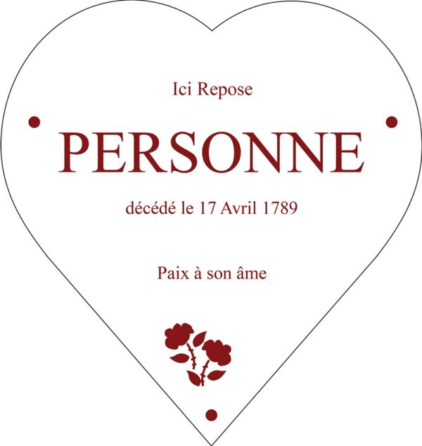 Plaque de rue émaillée découpée en forme de coeur 18 x 19 cm. – Image 2