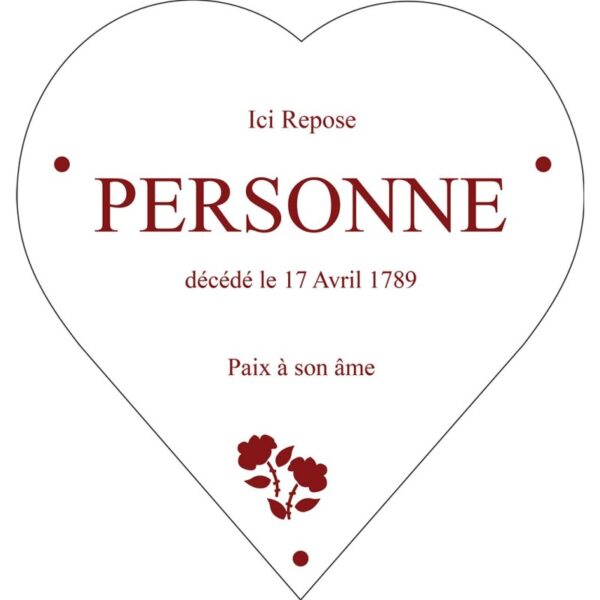 Plaque de rue émaillée découpée en forme de coeur 18 x 19 cm.