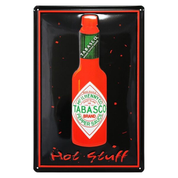 Plaque métal publicitaire 20x30cm bombée en relief : TABASCO