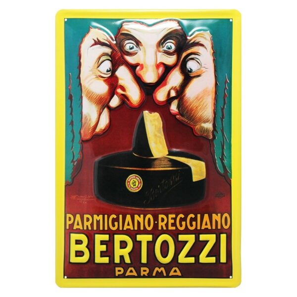 Plaque métal publicitaire 20x30 cm bombée en relief : BERTOZZI
