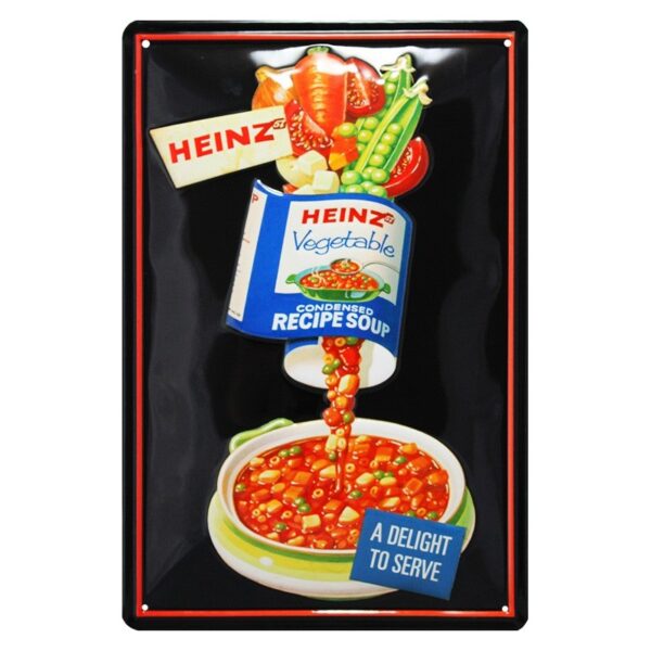 Plaque métal publicitaire 20x30cm bombée et en relief : HEINZ