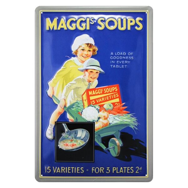 Plaque métal publicitaire 20x30cm bombée en relief : SOUPE MAGGI