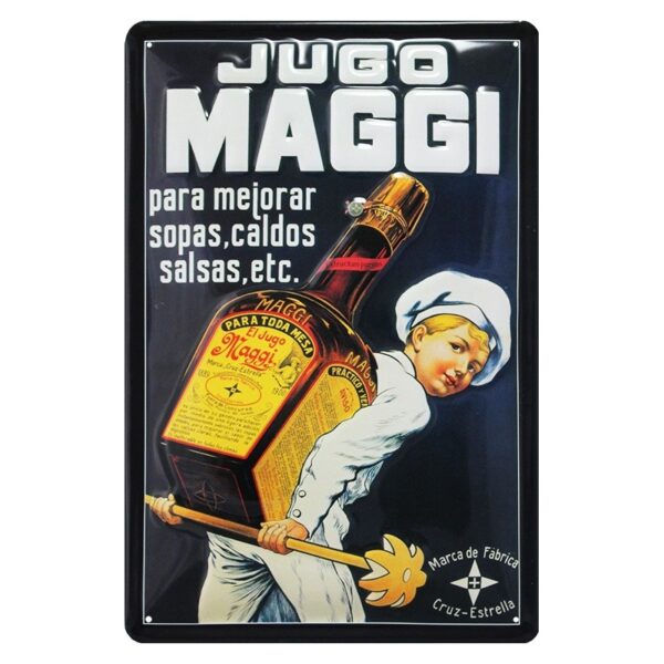Plaque métal publicitaire 20x30cm bombée en relief : Jugo MAGGI