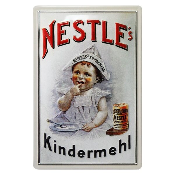 Plaque métal publicitaire 20x30cm bombée en relief : Nestlé