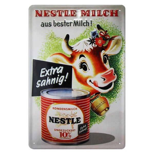 Plaque métal publicitaire 20x30cm bombée en relief : Nestlé