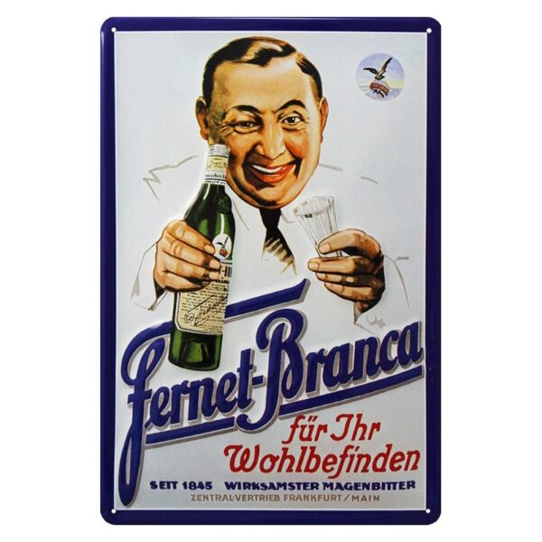 Plaque métal publicitaire 20x30cm bombée en relief : FERNET-BRANCA