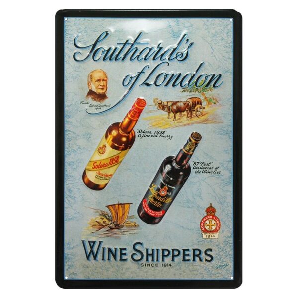 Plaque métal publicitaire 20x30 cm bombée en relief : Wine Shippers