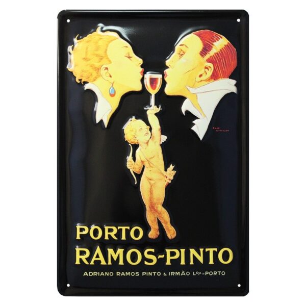 Plaque métal publicitaire 20x30cm bombée en relief : Apéritif Porto Ramos-Pinto.
