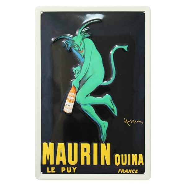 Plaque métal publicitaire 20x30cm bombée en relief : Apéritif MAURIN Quina, le Puy.
