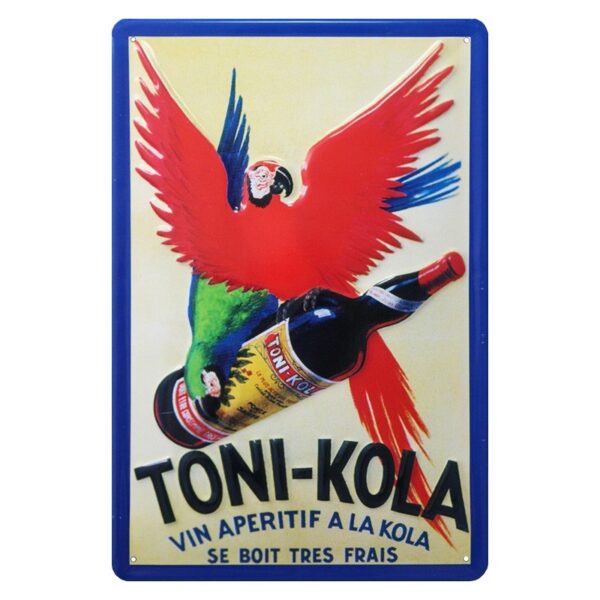 Plaque métal publicitaire 20x30cm bombée en relief : Apéritif Toni Kola.